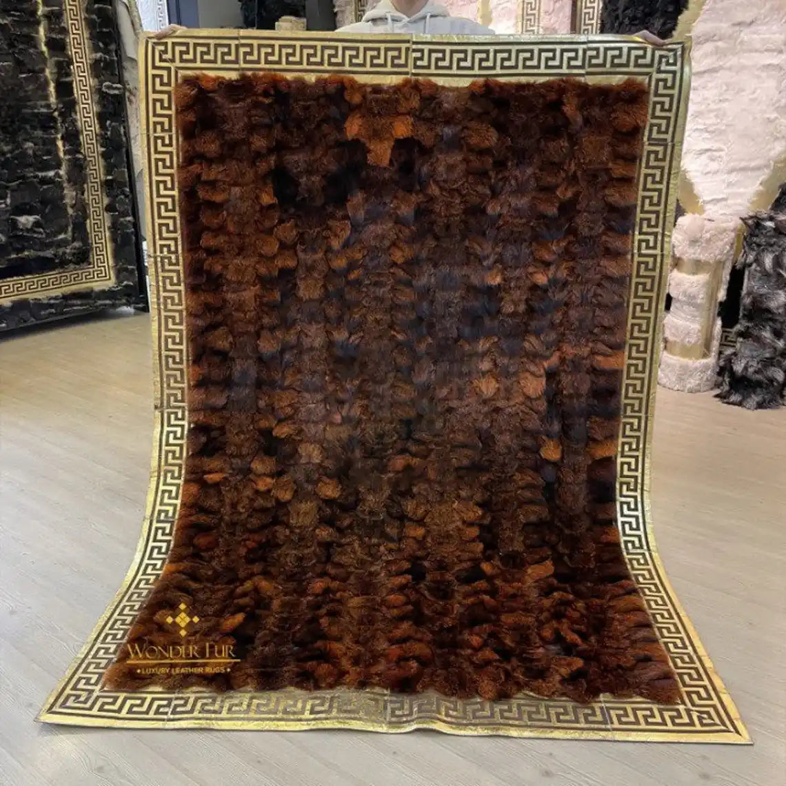 100% Genuine Fox Fur Area Rug for Bed Room