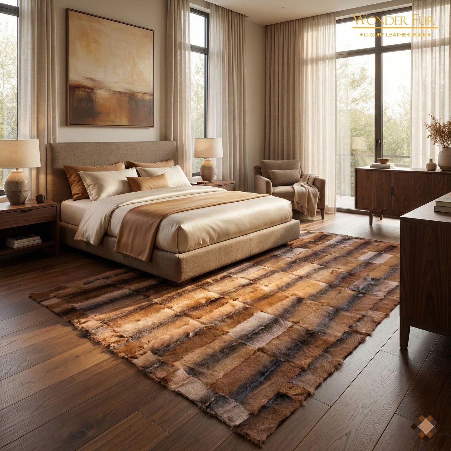 Handmade Genuine Brown Goatskin Area Rug
