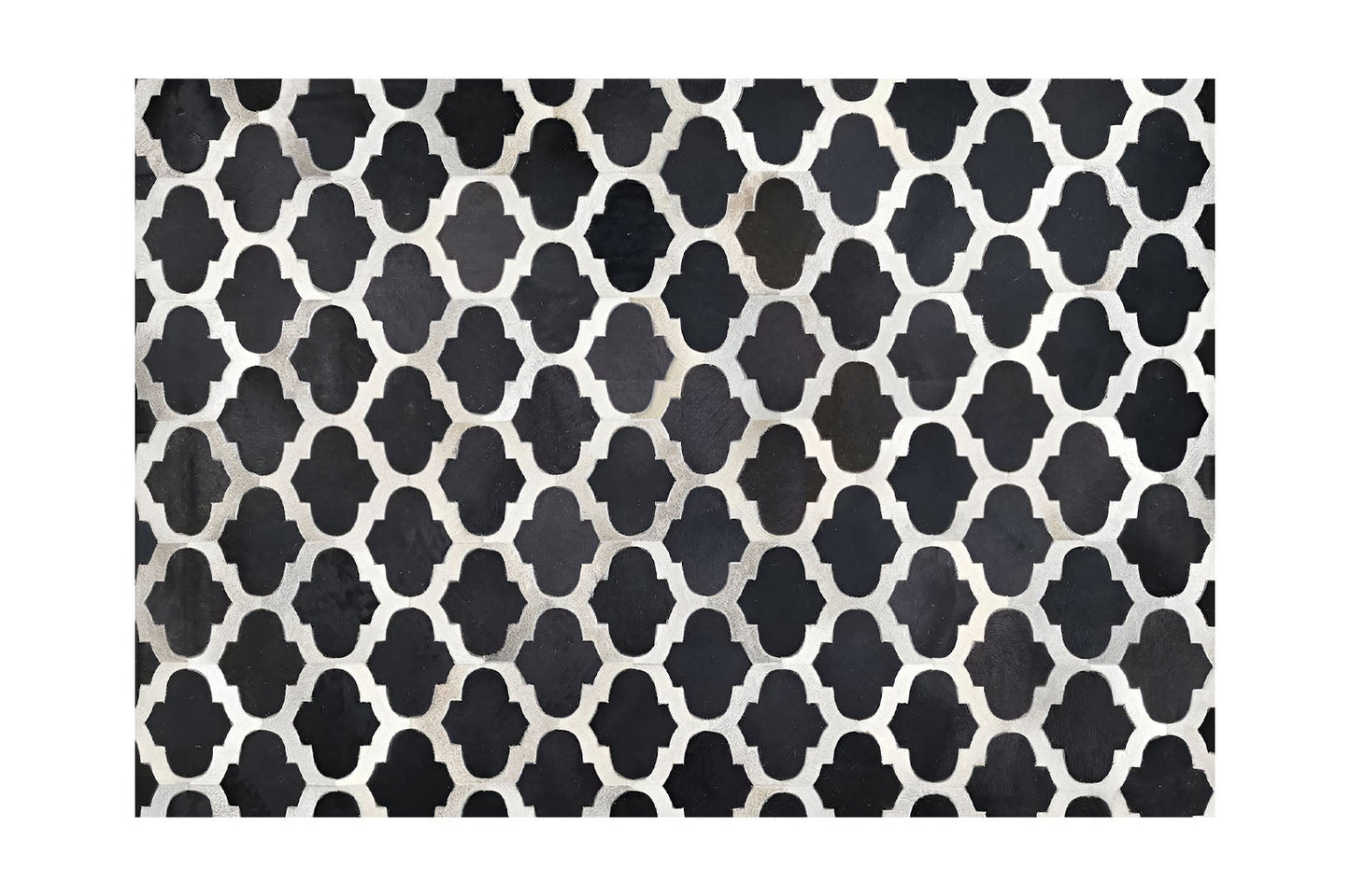 Black White Natural Cowhide Area Rug, 100% Genuine Leather Patchwork Rug