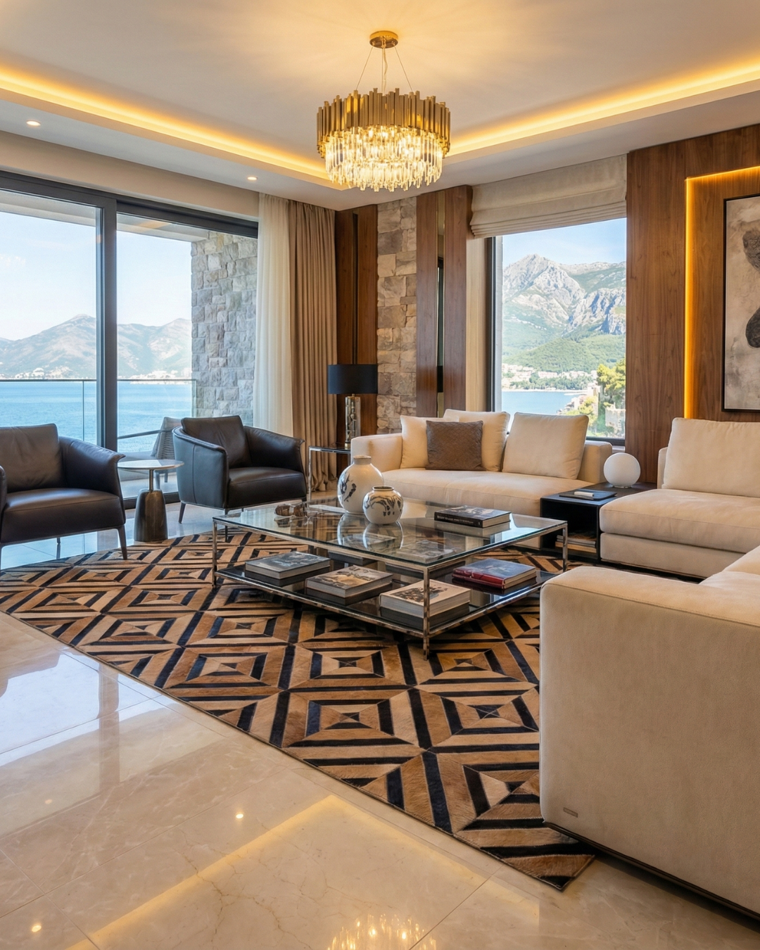 Handmade Patchwork Rug - Large 10x12 Black & Brown Cowhide Rug