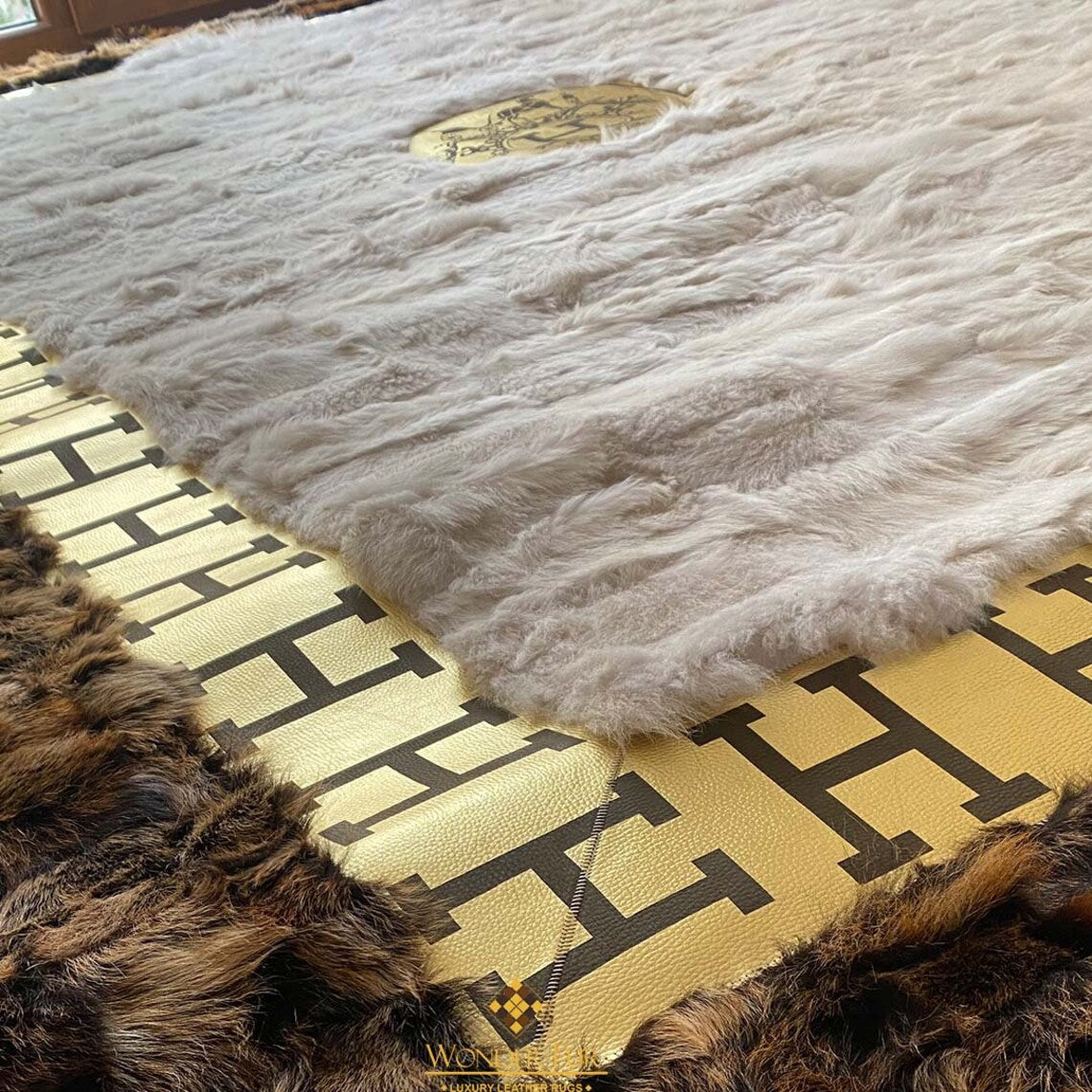 Customized Sheepskin Real White Brown Large 10x12 Area Living Room Rug