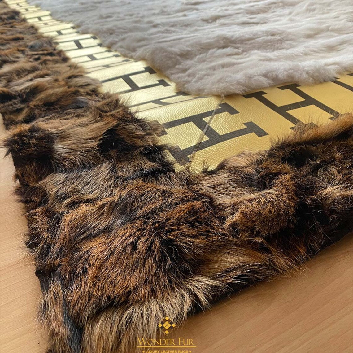 Customized Sheepskin Real White Brown Large 10x12 Area Living Room Rug