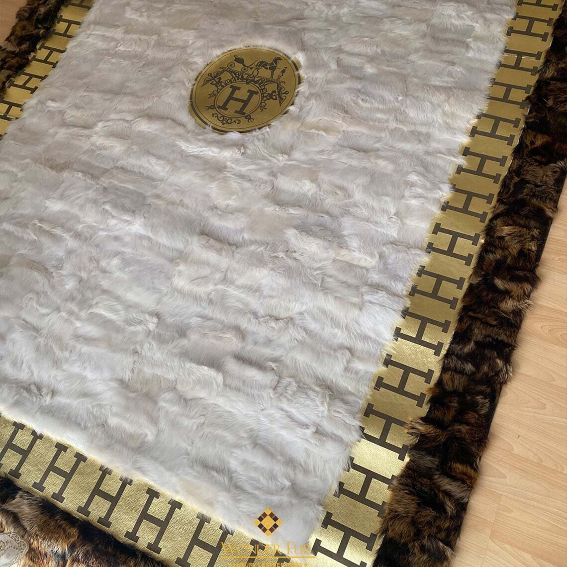 Customized Sheepskin Real White Brown Large 10x12 Area Living Room Rug