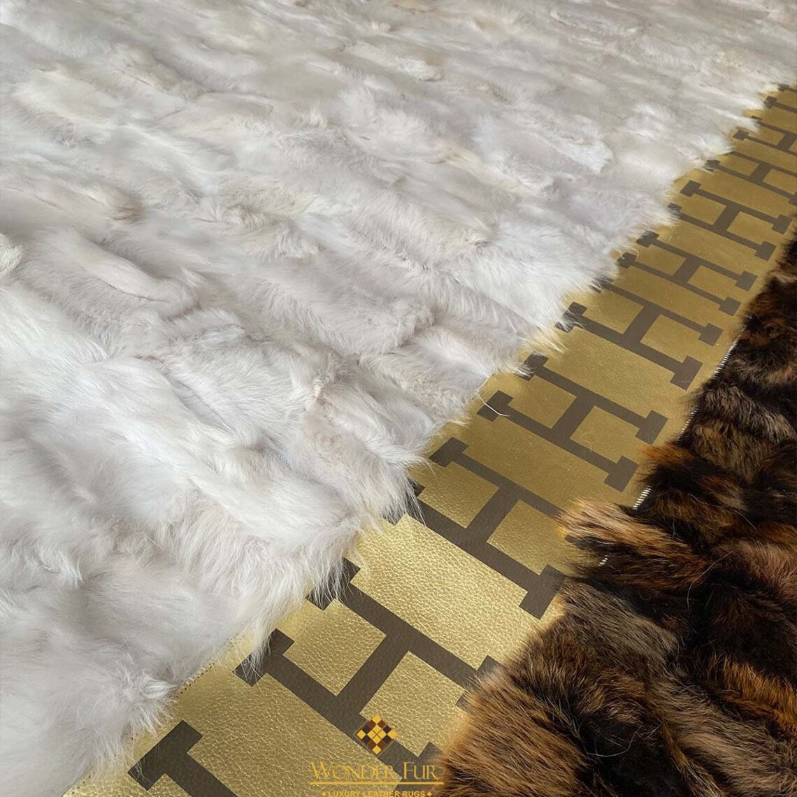 Customized Sheepskin Real White Brown Large 10x12 Area Living Room Rug