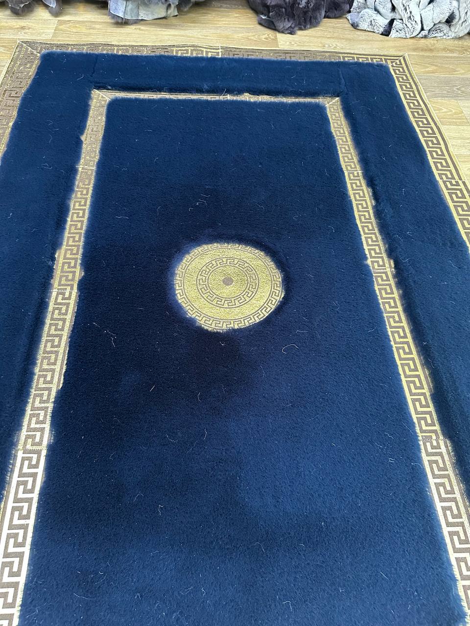 Handmade Navy Blue and Plush Area Rug | Soft Fluffy Shag Carpet