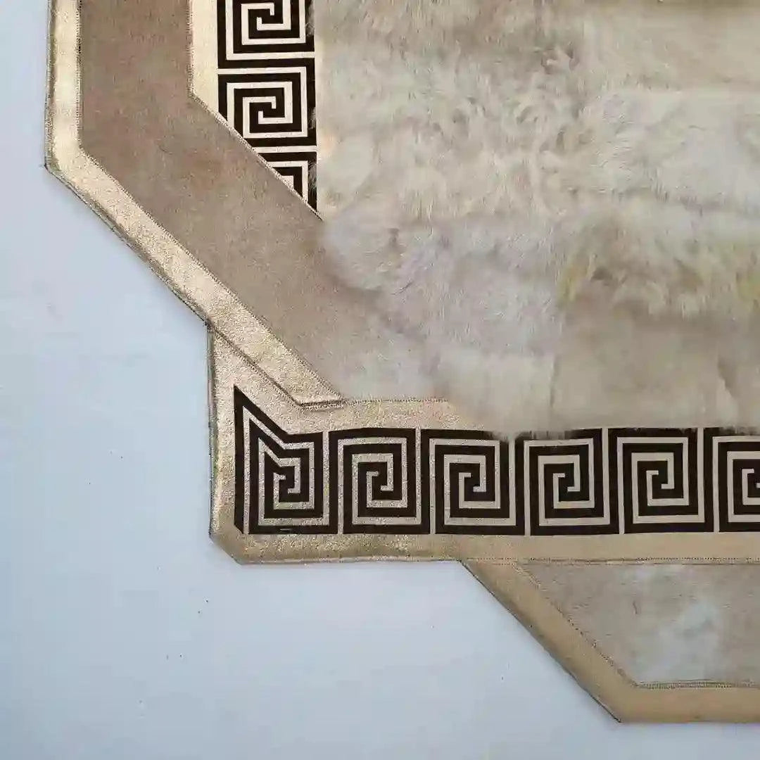 Handmade Beige And Brown Sheepskin Rug - Large 10x12 Living Room Decor