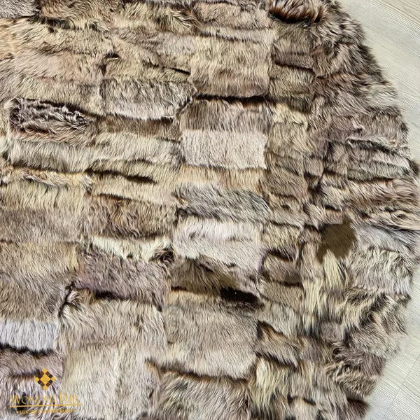 Genuine Natural Brown Round Sheepskin Rug, Rug for Home Decor