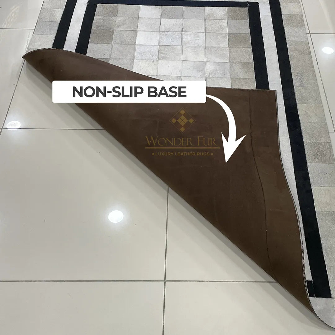 Gray and Black Pattern Cowhide Area Rug for Living Room Handmade Genuine Carpet