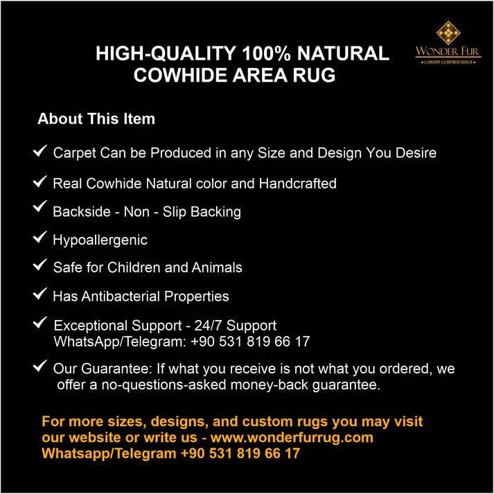 Luxury Genuine Leather Modern Area Rug - Handmade Cowhide Carpet for Home