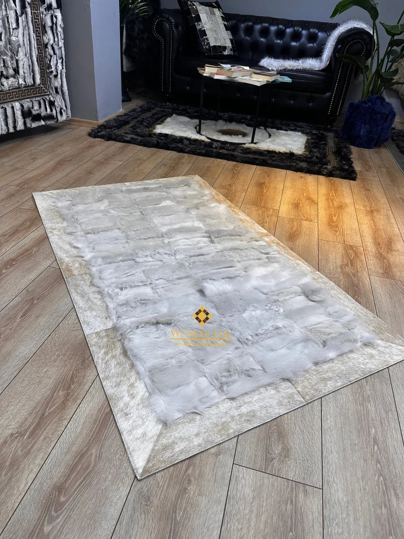 Handmade Amazing White Sheepskin Area 6x8 Living Room Rug , Soft Rug