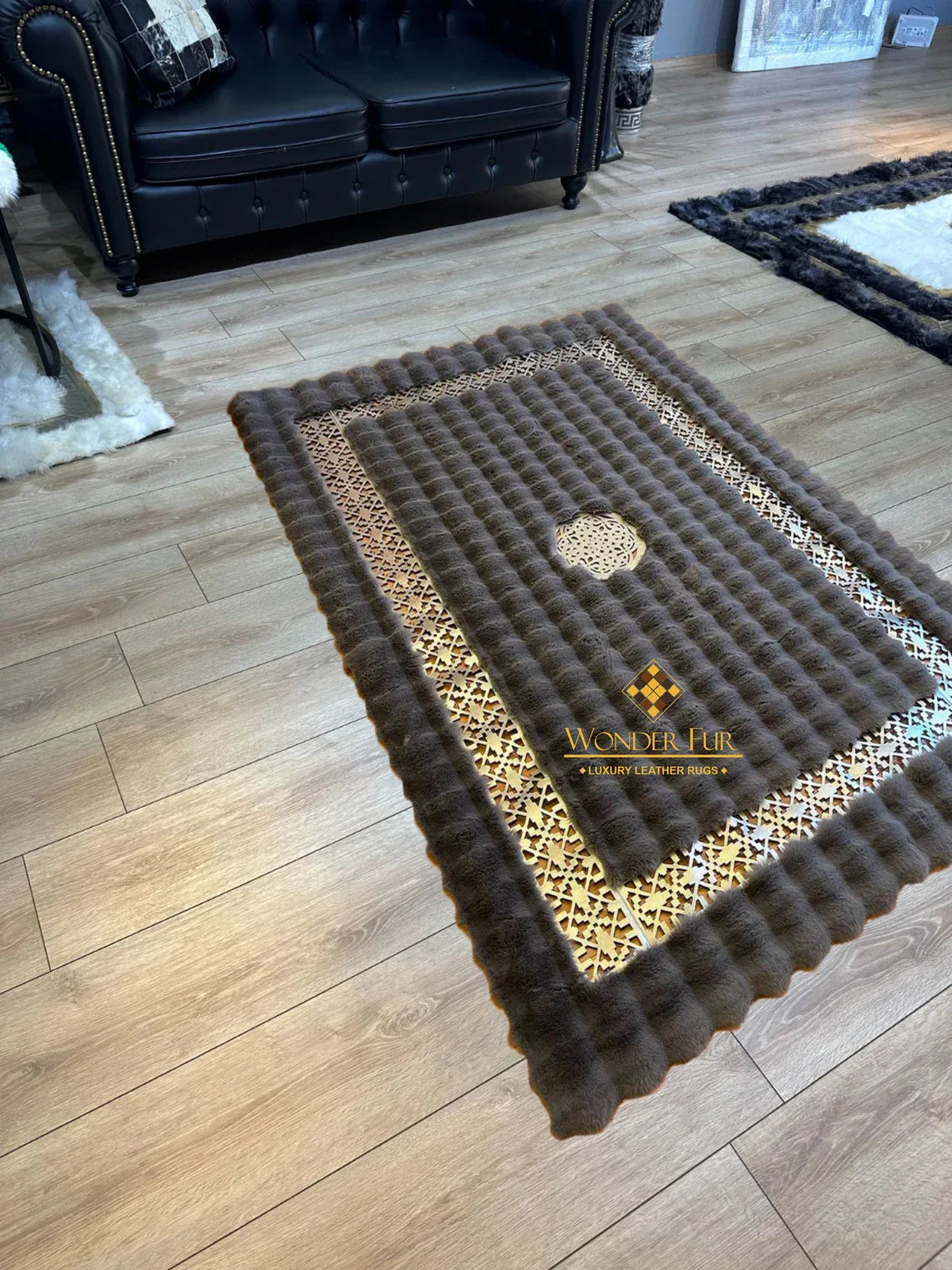 Handmade Extra Soft Plush Gray Faux Fur Office Rug,Shaggy Non Slip Rug