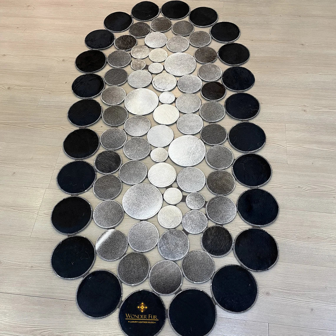 Handmade Patchwork Tricolor Original Cowhide Leather Rug , Luxury Rug