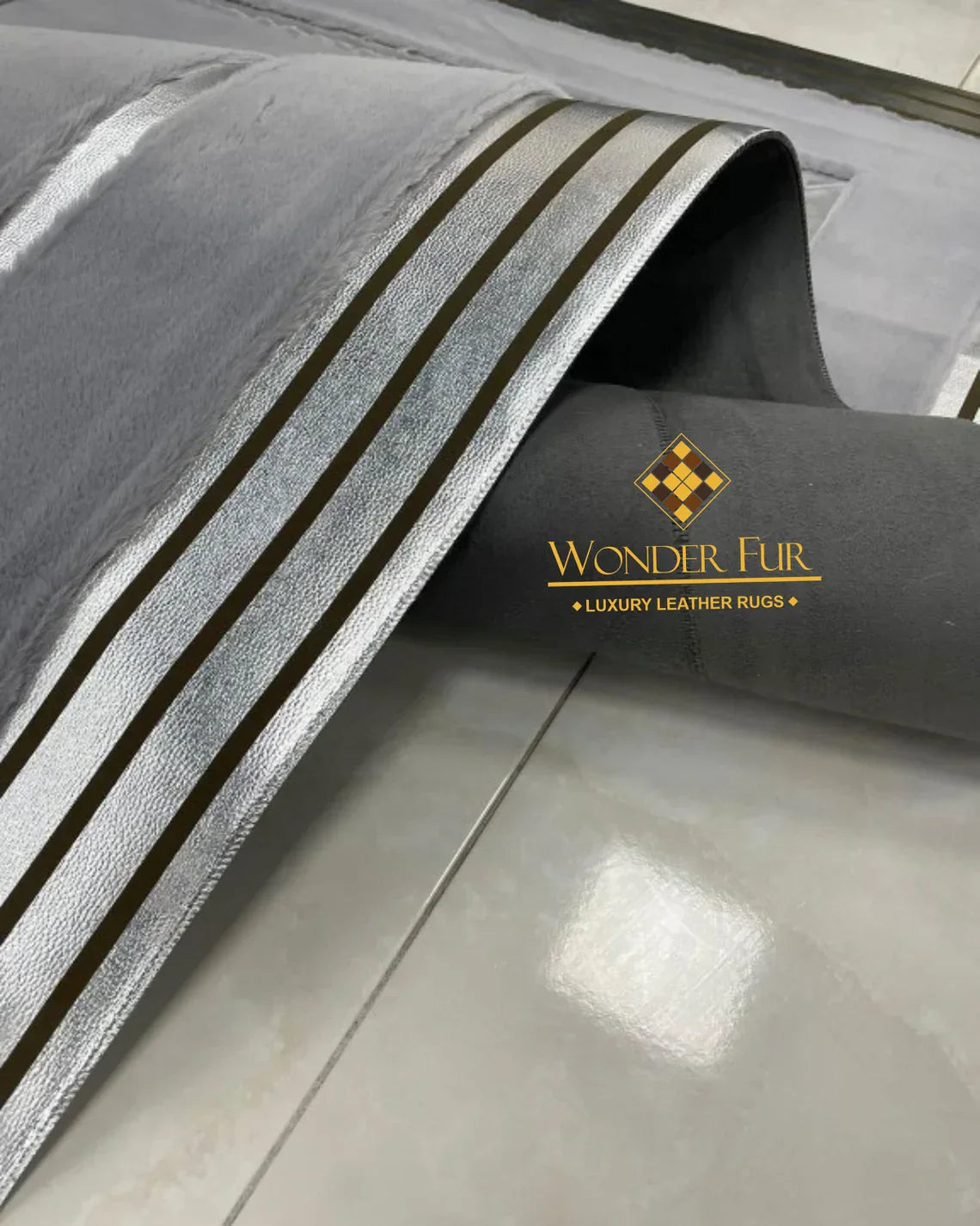 Handmade Plush Gray Silver Faux Fur Soft 8x10 Bedroom Rug , Luxury Rug