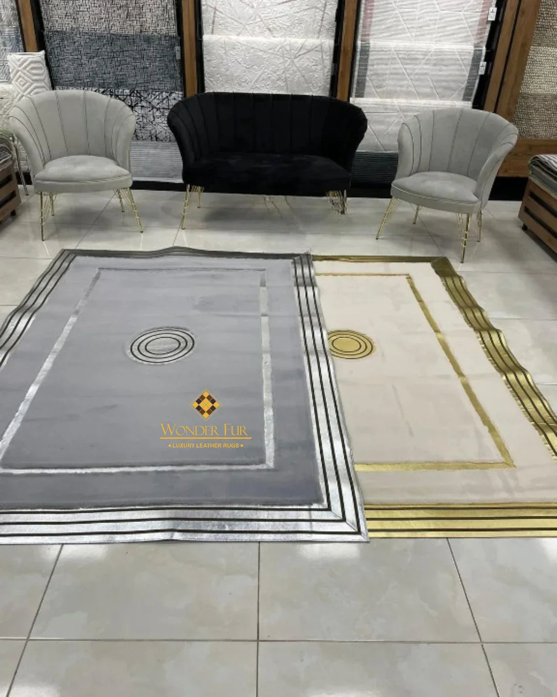 Handmade Plush Gray Silver Faux Fur Soft 8x10 Bedroom Rug , Luxury Rug