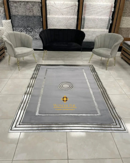 Handmade Plush Gray Silver Faux Fur Soft 8x10 Bedroom Rug , Luxury Rug