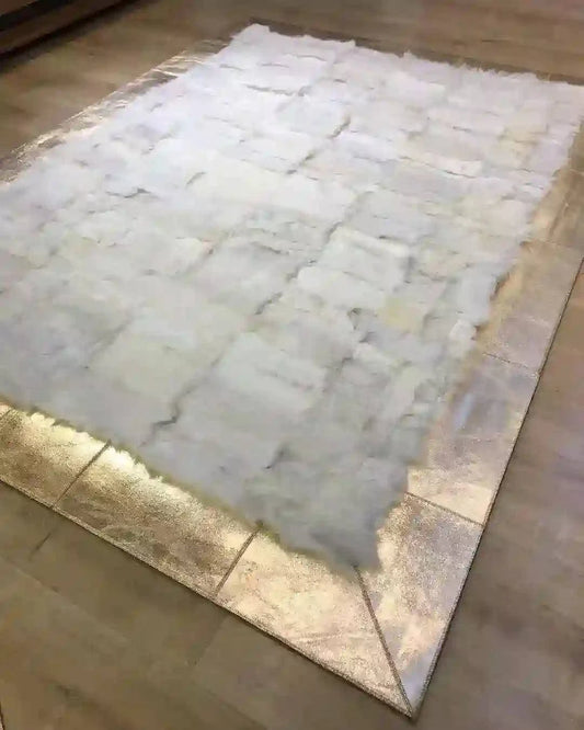 Handmade Sheepskin Area Rug - White Gold Indoor Decor | Luxury & Plush