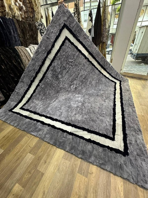 Ultra Soft High Quality Natural Rabbit Fur Rug, Handmade Luxry Carpet