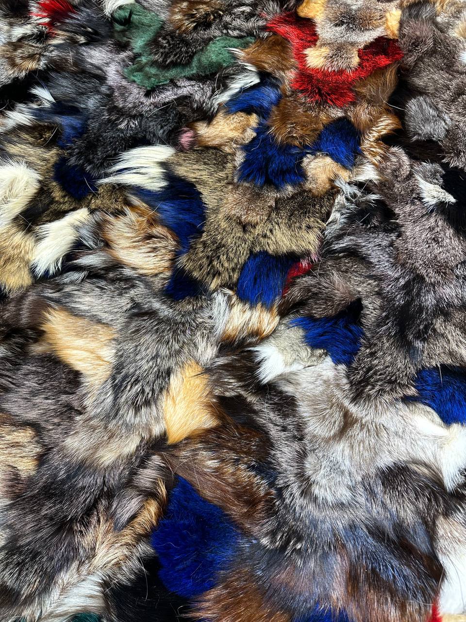Handmade Natural Multicolor Genuine Fluffy Fox Fur Area 8 x 10 Rug for Child Room