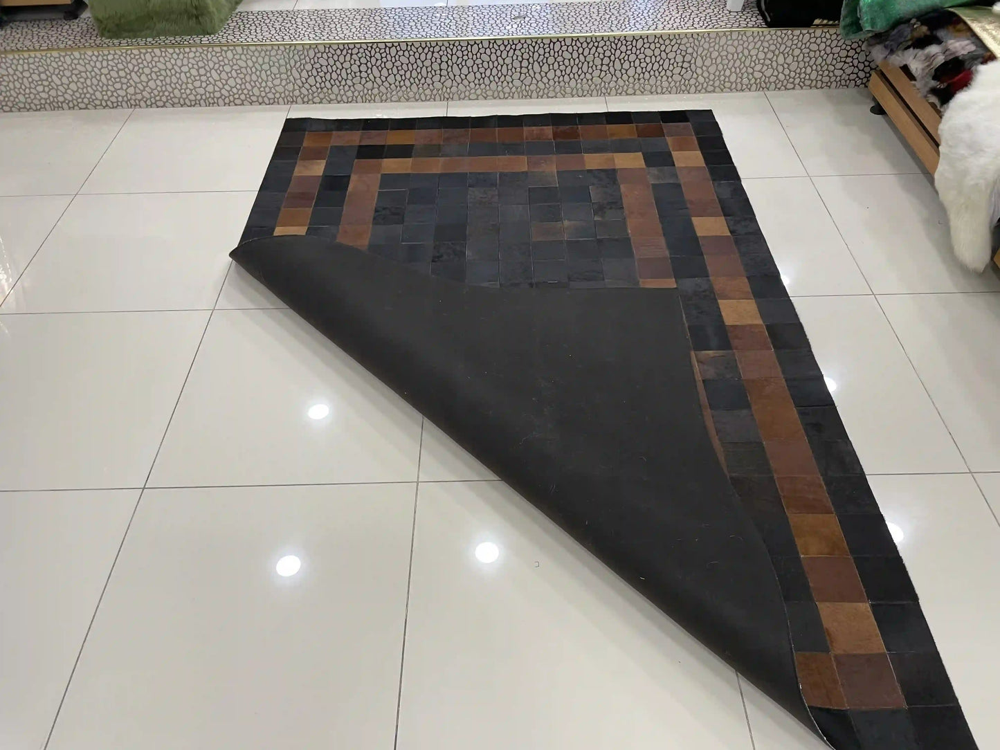 Natural Leather Handmade Cowhide Area Rug for Living Room