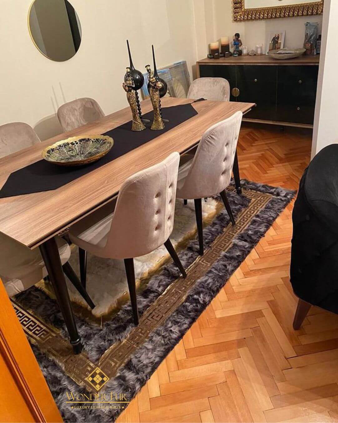 Handmade Patchwork White Gray Sheepskin Area Rug, Fluffy Shaggy Area Rug