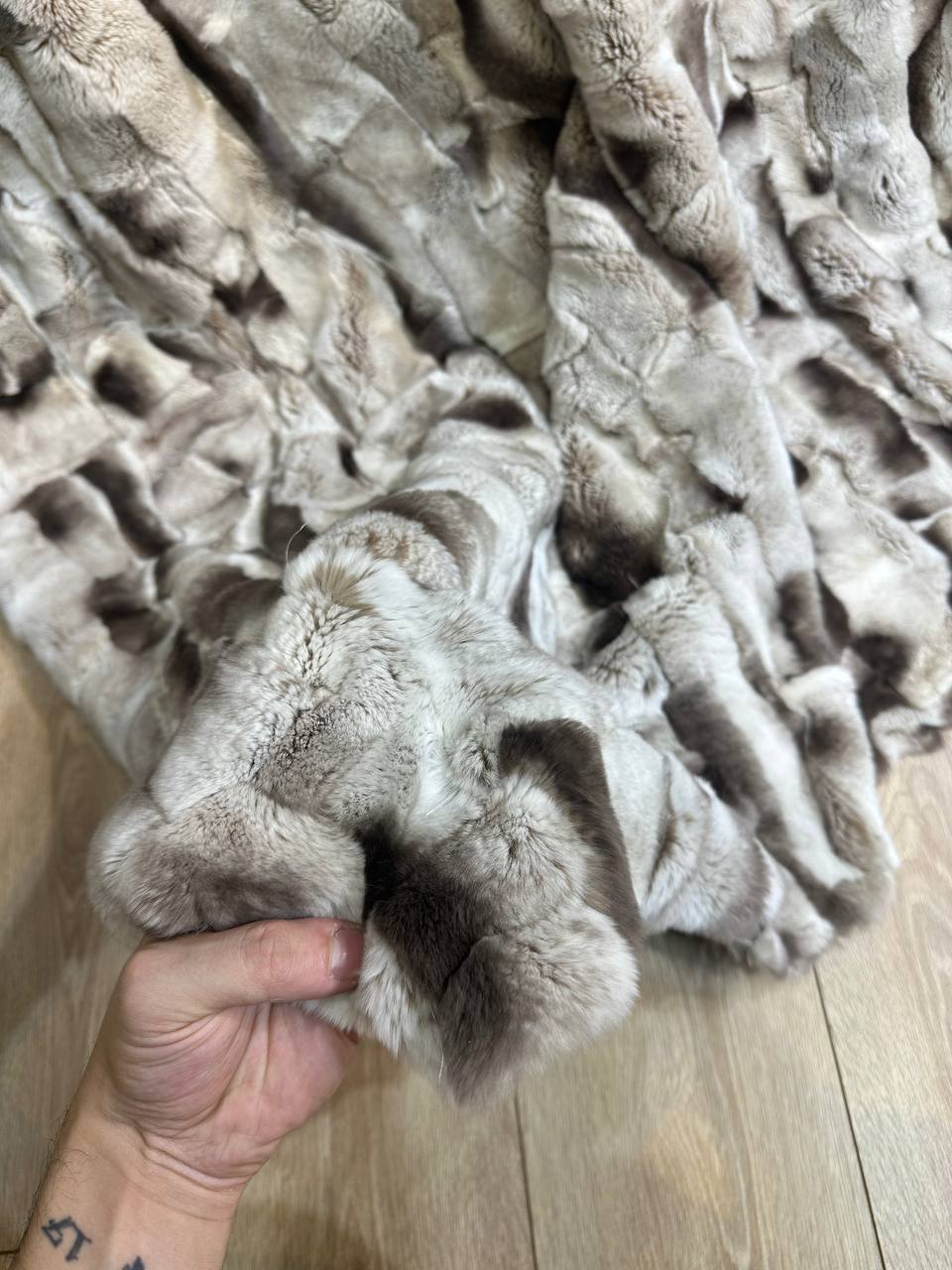 Handmade Real Rabbit Fur Blanket Throw , Personalized Handmade Fur Sofa Cover Bedspread