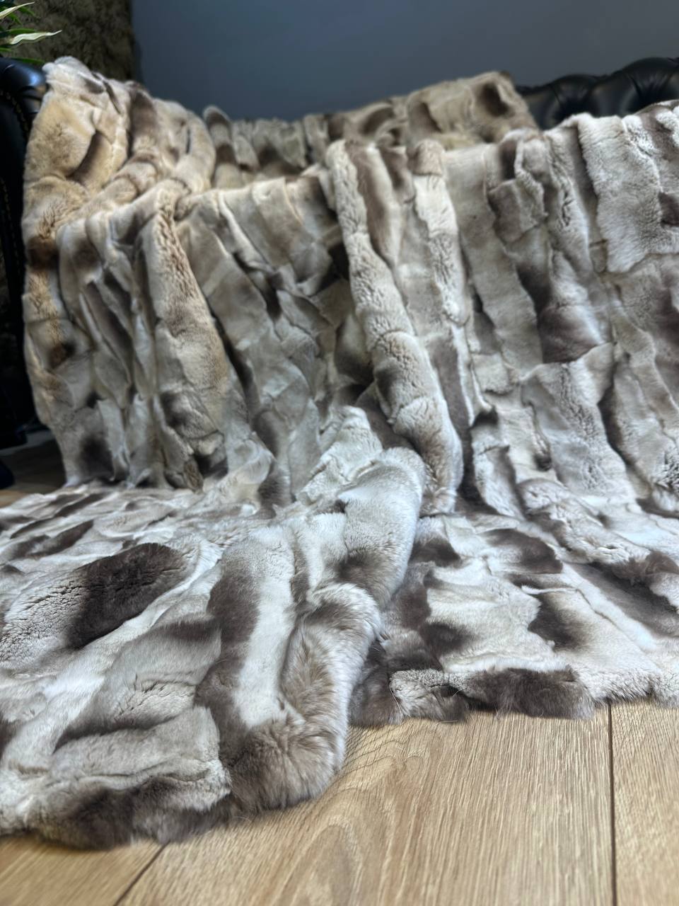 Handmade Real Rabbit Fur Blanket Throw , Personalized Handmade Fur Sofa Cover Bedspread