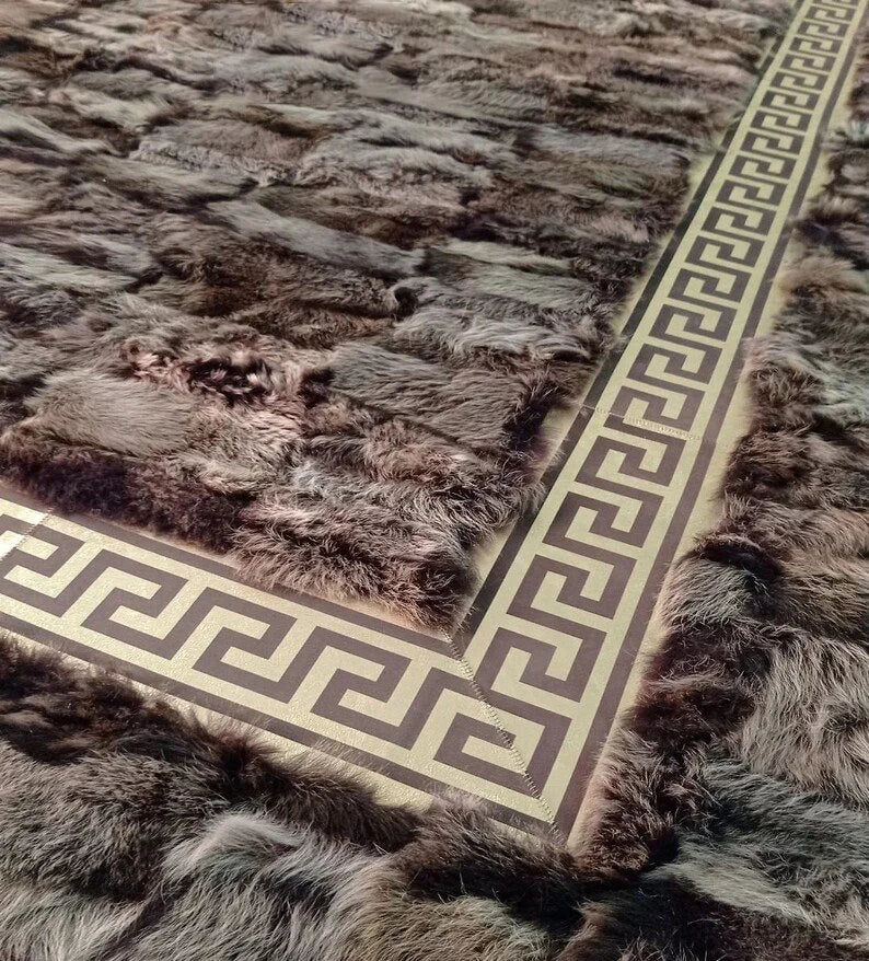 Luxury Genuine Sheepskin Brown Large Living Room Rug ,Fluffy Wool Rug