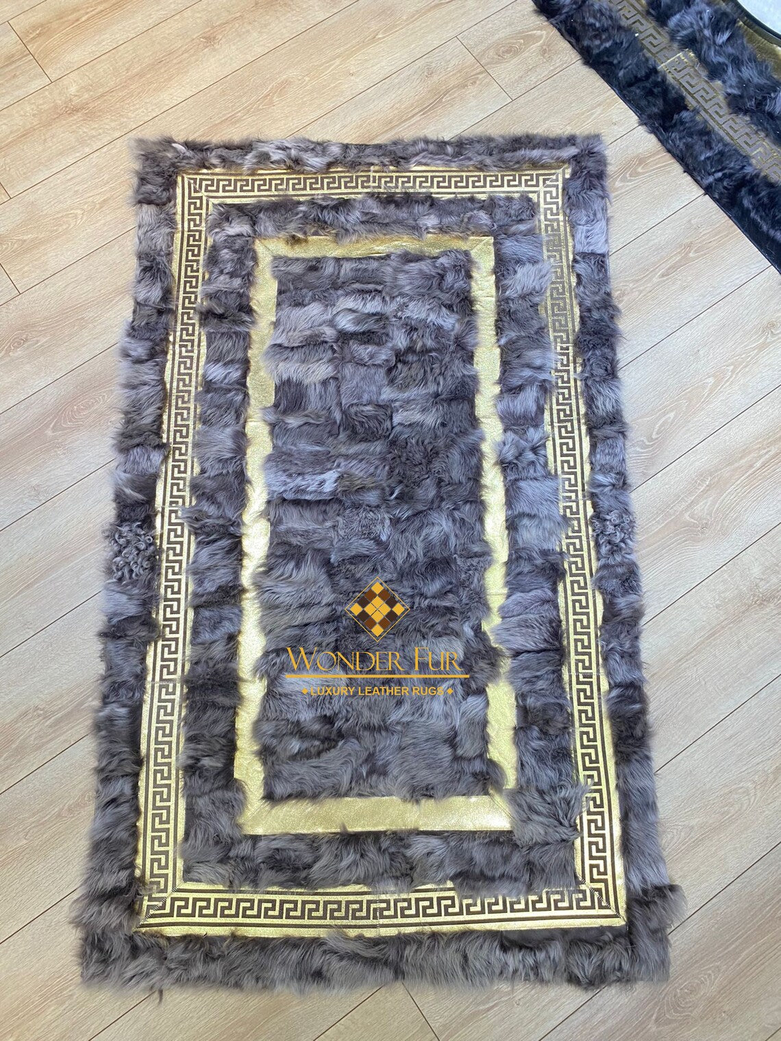 Luxury Natural Gray Customize Sheepskin Office Rug,Shaggy Non Slip Rug