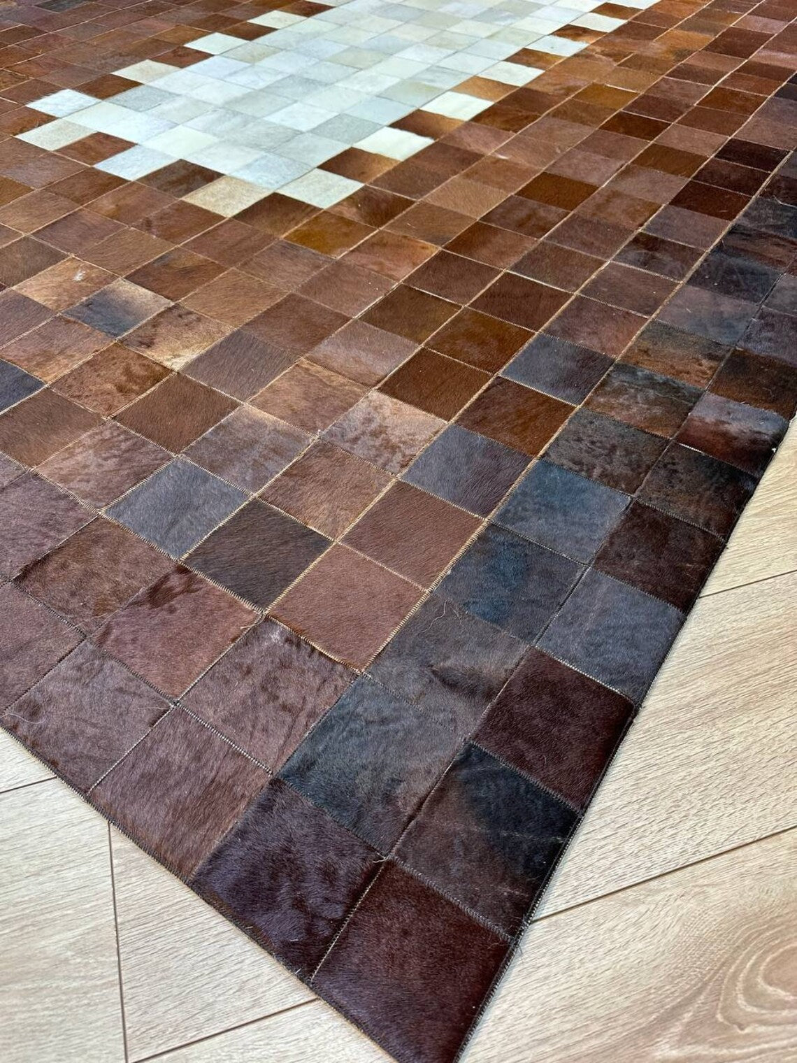 Luxury Patchwork Rug - Large 10x12 Brown & Beige Cowhide Rug