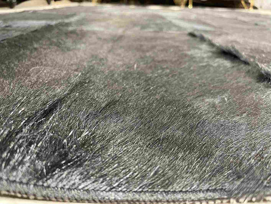Luxury Hanmdade Black Goatskin Area Rug, Natural Living Room Carpet