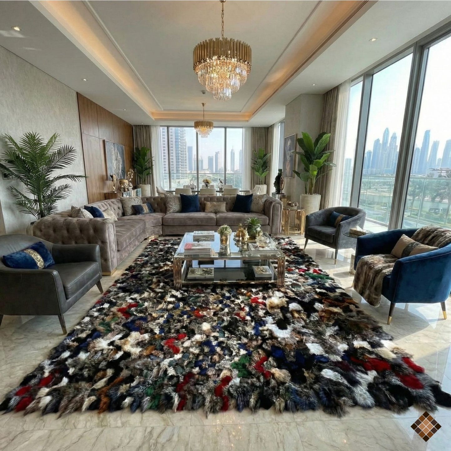 Luxury Multicolor Fox Fur Area Rug (8×10 ft)