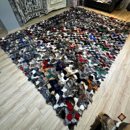 Luxury Multicolor Fox Fur Area Rug (8×10 ft)