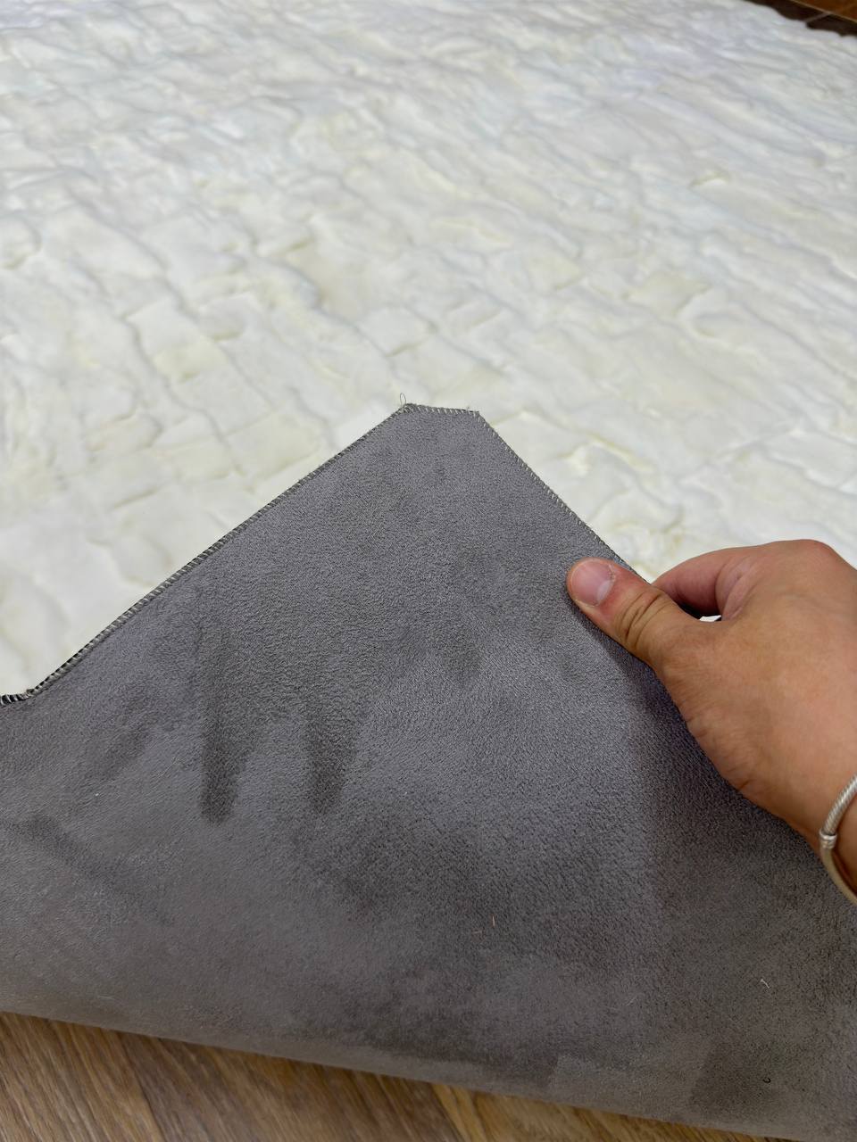 Handmade White Brown Natural Soft Rabbit Fur Rug