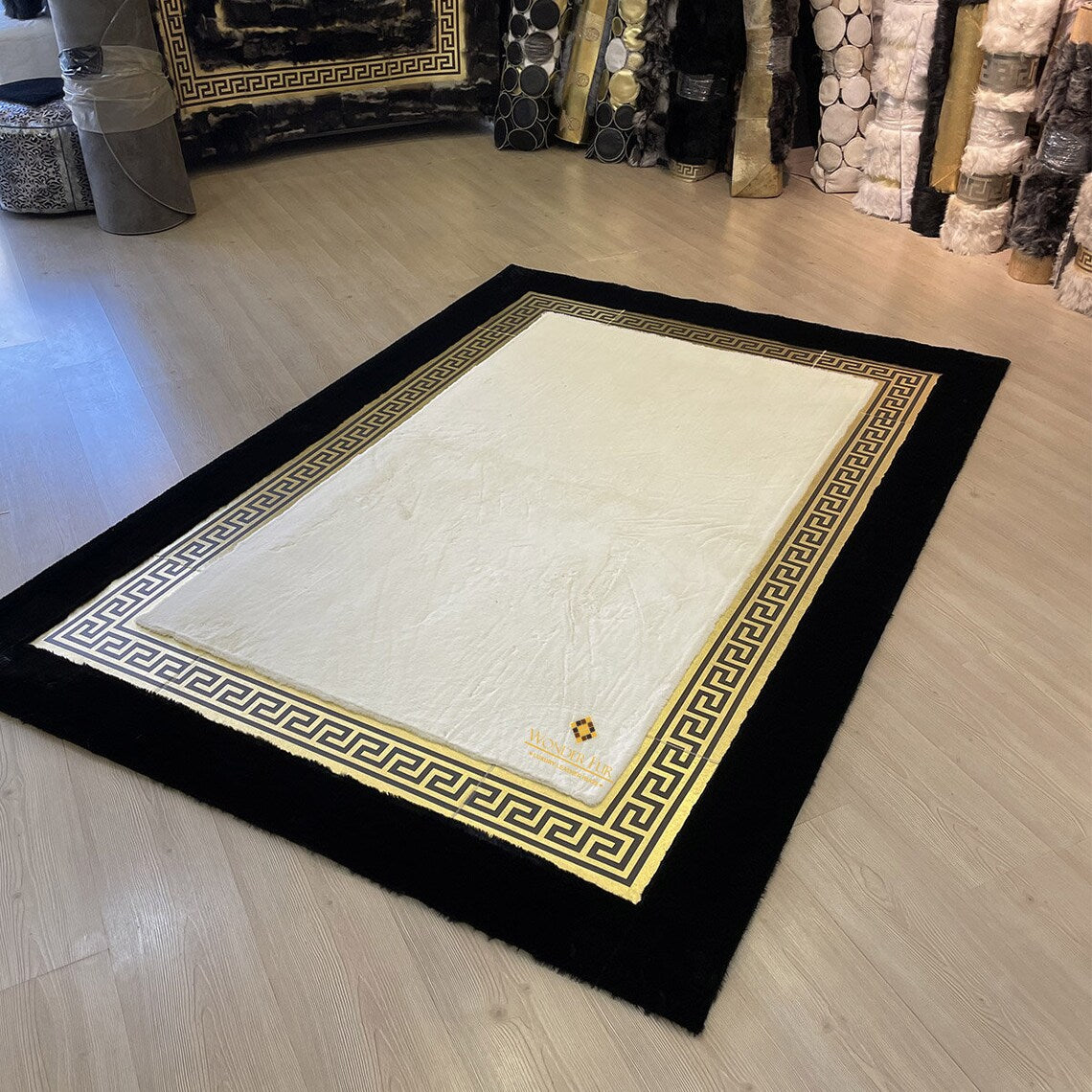 Modern Plush Extra Soft Black And White Faux Fur 6x8 Living Room Rug