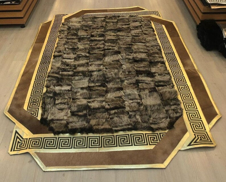 Natural Handmade Brown Gold Area Living Room Rug,Luxury 10x12 Area Rug