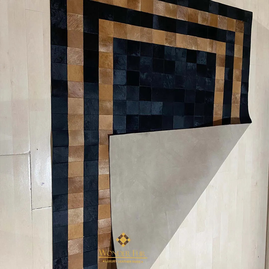 Natural Leather Handmade Cowhide Area Rug for Living Room - WONDERFURRUG
