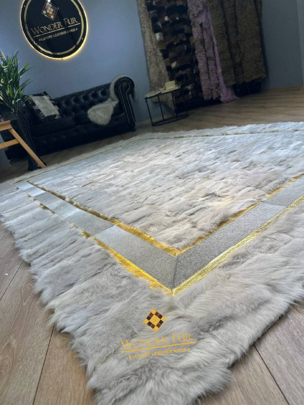 Natural Patchwork White Sheepskin Living Room Rug,Amazing Non Slip Rug