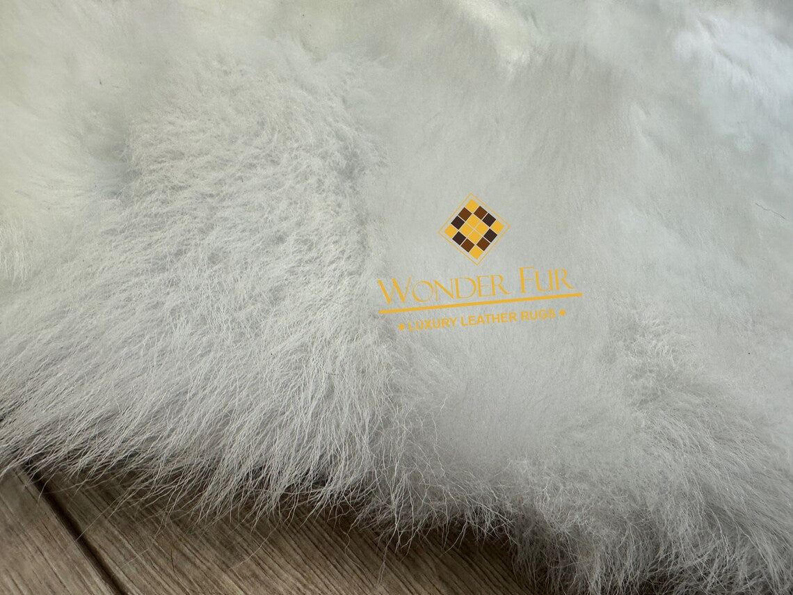 Shaggy Soft Non Slip White Sheepskin 5x7 Bedroom Rug , Natural Carpet