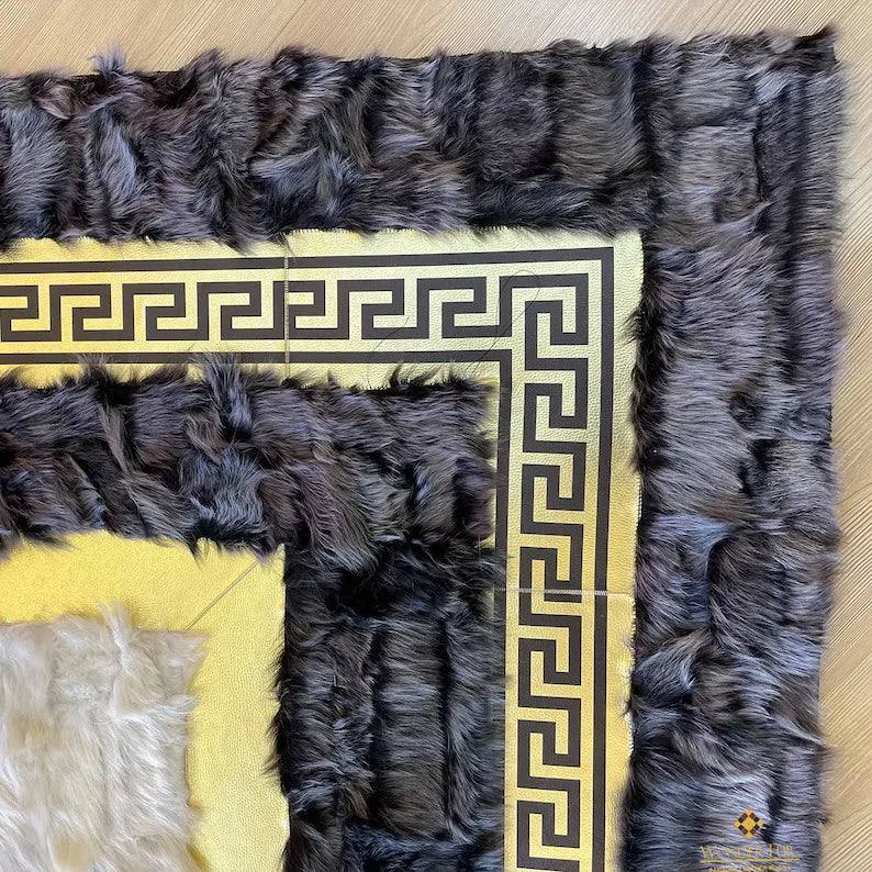 Luxury Soft White Gray Natural Sheepskin Rug 6x8 for Living Rooms