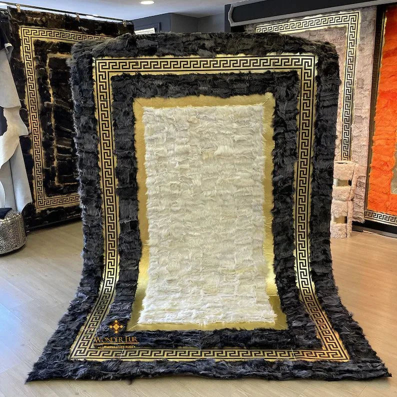 Luxury Soft White Gray Natural Sheepskin Rug 6x8 for Living Rooms