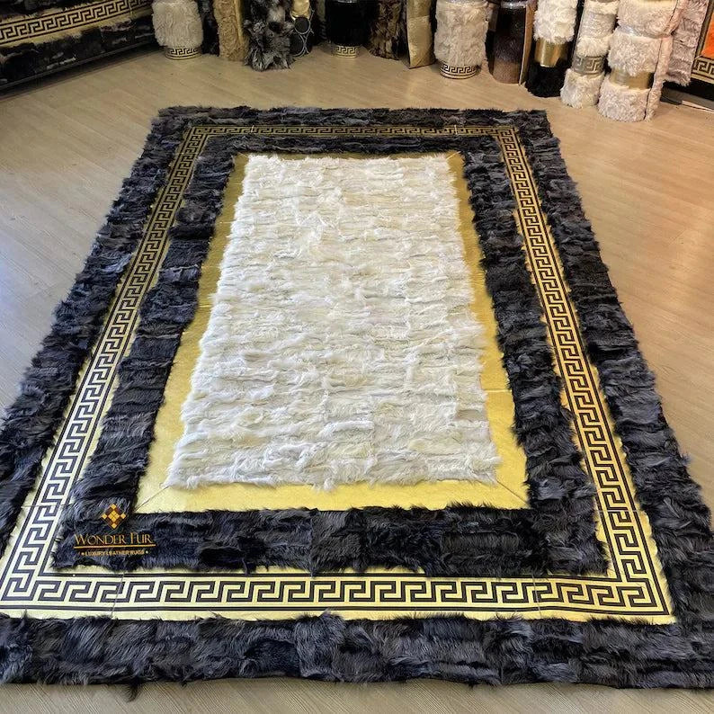 Luxury Soft White Gray Natural Sheepskin Rug 6x8 for Living Rooms