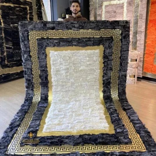 Luxury soft white gray natural sheepskin rug 6x8 with plush texture and elegant design