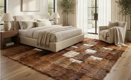 Handmade Genuine Goatskin Patchwork Area Rug