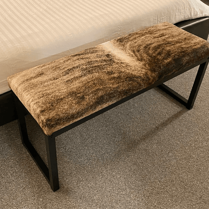 High Quality Leather Iron Leg Bench, Cow Skin Luxury Handmade Bench