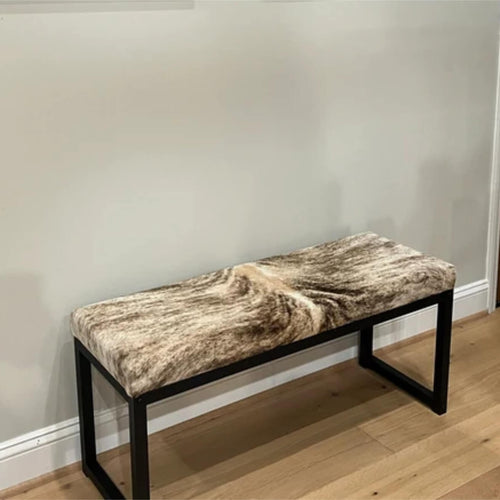 High Quality Leather Bench, Luxury Cowhide Bench Handmade Elegance