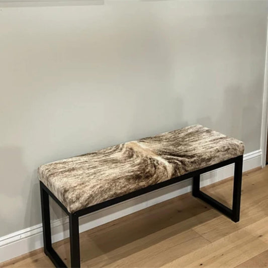 High Quality Leather Bench, Luxury Cowhide Bench Handmade Elegance