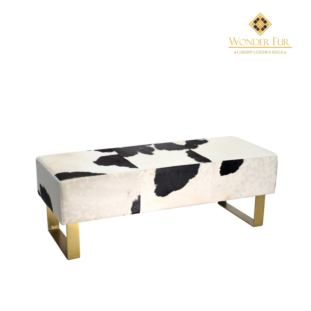 Handmade Genuine Cowhide Bench for Living Room - Custom-made