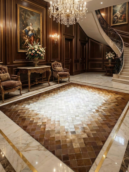 100% Genuine Cowhide Area Rug, Brown White Cowhide Patchwork Rug, Modern Rug for Bedroom Room