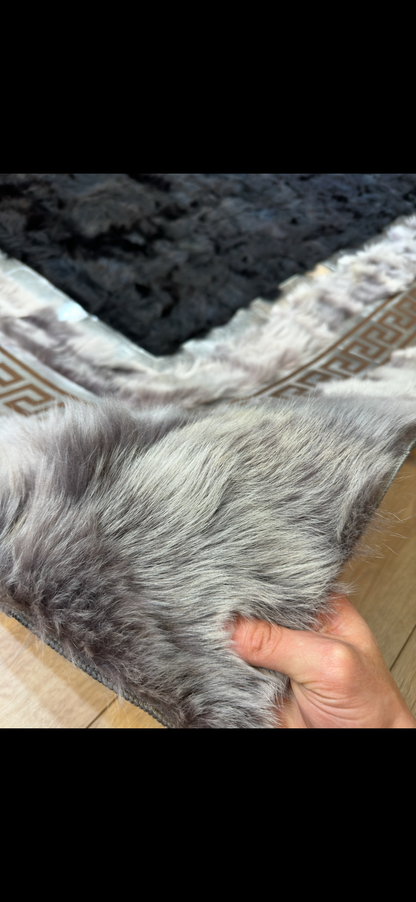 Handmade Sheepskin Gray Black Area Rug, Interior Decor