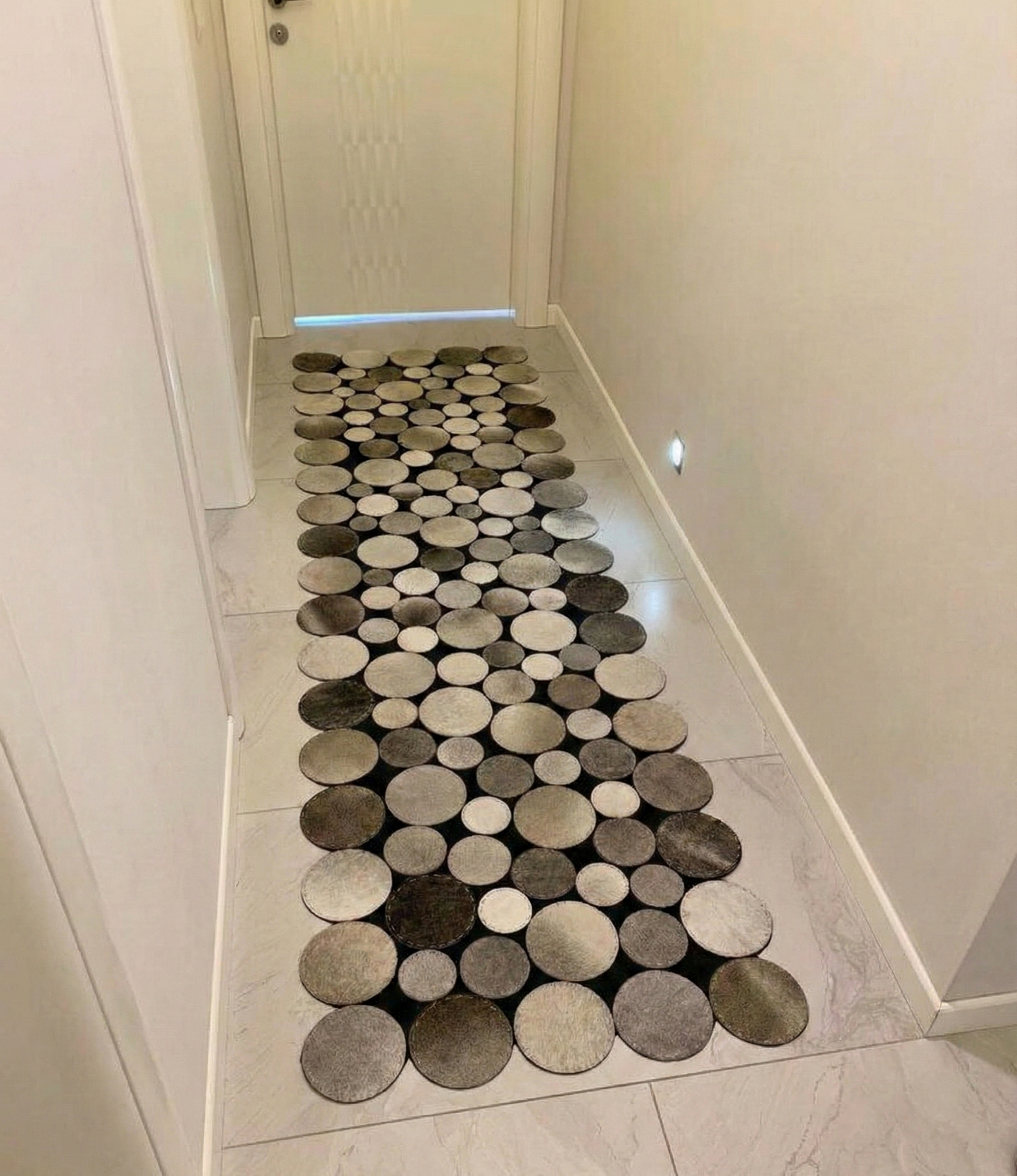 100% Genuine Leather Handmade Cowhide Runner Rug, Hallway Rug for Decor